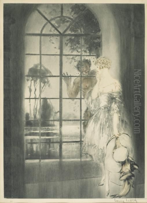 Figura Feminina E Fauno Oil Painting by Louis Icart