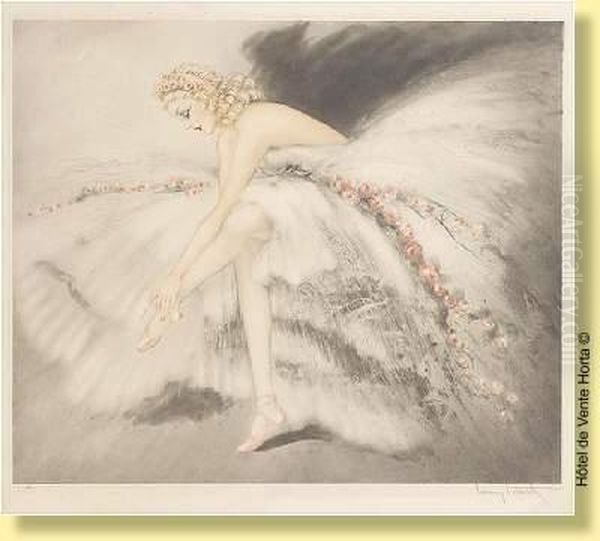 Ballerine Nouant Son Chausson Oil Painting by Louis Icart