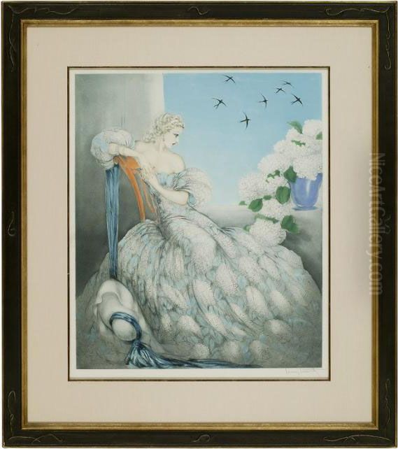 A Blue Symphony Oil Painting by Louis Icart