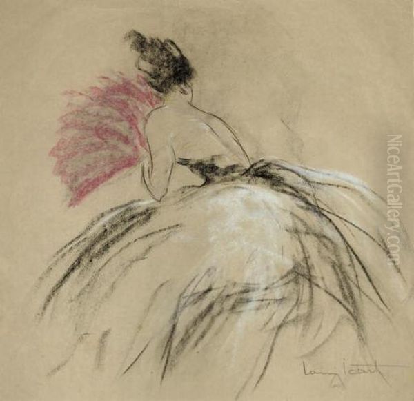 Study Of Lady With Fan Oil Painting by Louis Icart