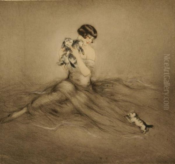 Little Kittens
And 
Tender Lesson Oil Painting by Louis Icart