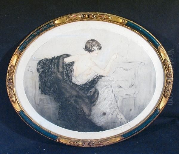 Lounging Oil Painting by Louis Icart