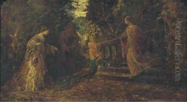 The peacock Oil Painting by Adolphe Joseph Thomas Monticelli