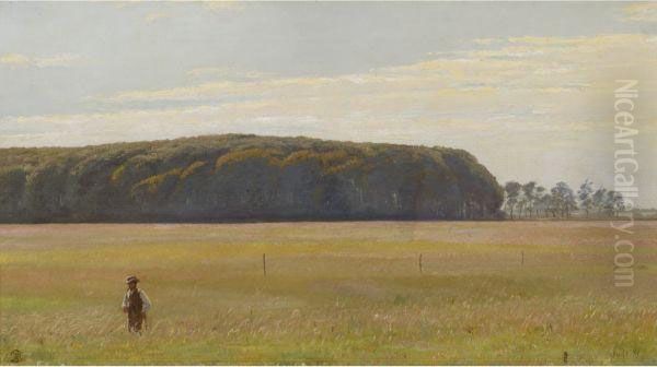 Figure In A Summer Landscape Oil Painting by Peder Vilhelm Ilsted