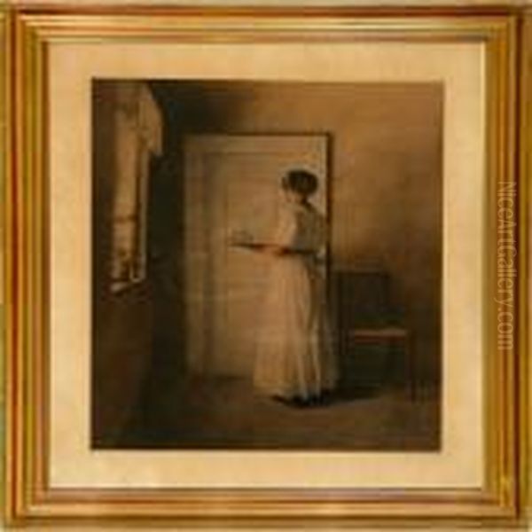 Unge Pige Med Bakke Oil Painting by Peder Vilhelm Ilsted