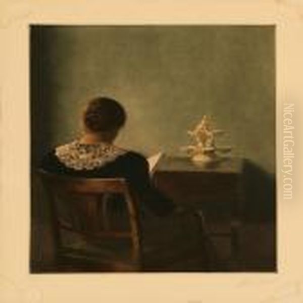 Laesende Dame Oil Painting by Peder Vilhelm Ilsted