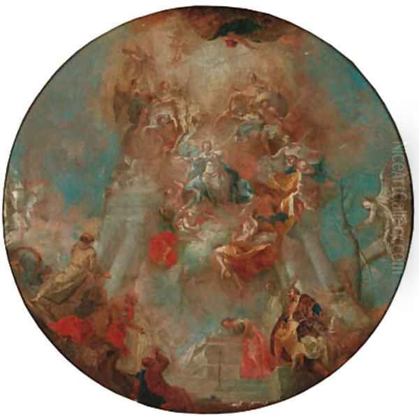 The Assumption of the Virgin - a modello for a dome Oil Painting by Franz Anton Maulbertsch