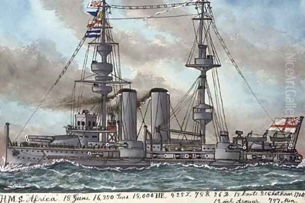 H.M.S. Africa (illustrated) Oil Painting by James Scott Maxwell