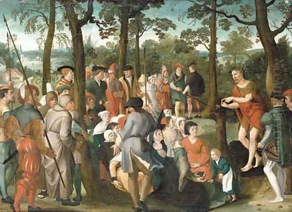 Saint John the Baptist Preaching in the Wilderness Oil Painting by The Brunswick Monogrammist