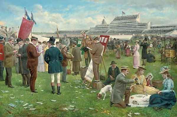 Derby Day, Epsom Oil Painting by Pedro Vega Y Munoz