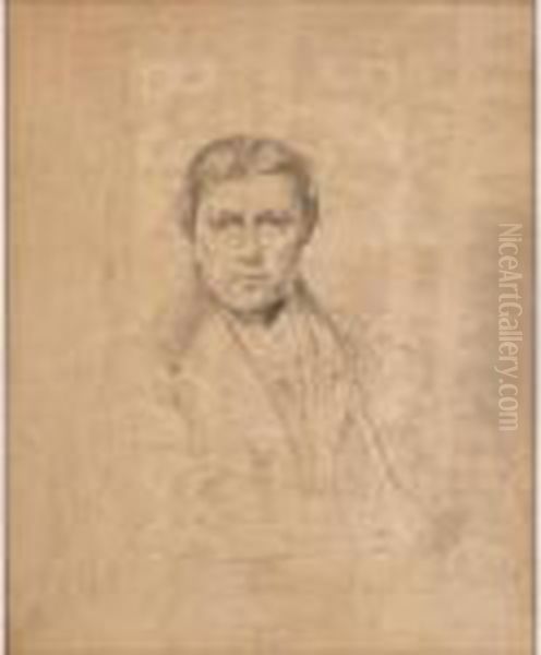 [after Jean-auguste-dominique 
Ingres ; Self-portrait Of The Artist ; Bears Inscription Lower Centre ; 
Pencil On Beige Paper] Oil Painting by Jean Auguste Dominique Ingres