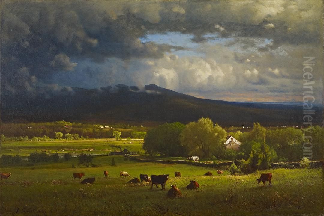 Sunset On The River Oil Painting by George Inness