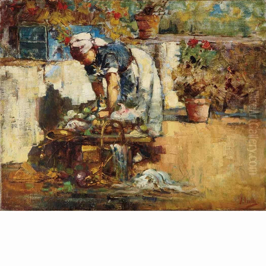 La Lavandaia Oil Painting by Irolli Vincenzo