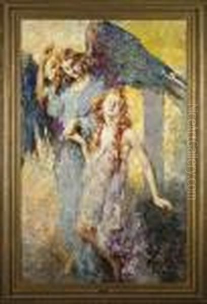 L'angelo Custode Oil Painting by Irolli Vincenzo