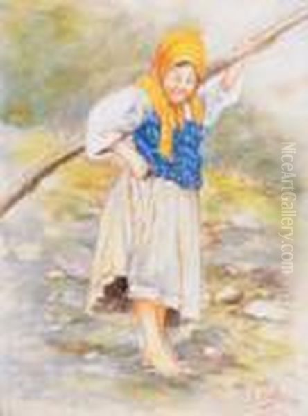 Contadinella Oil Painting by Irolli Vincenzo