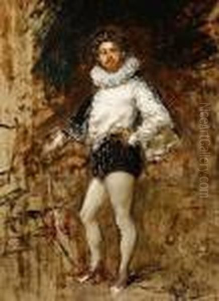 Study Of A Man In Renaissance Costume Oil Painting by Irolli Vincenzo