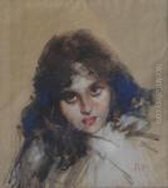 Volto Di Fanciulla Oil Painting by Irolli Vincenzo