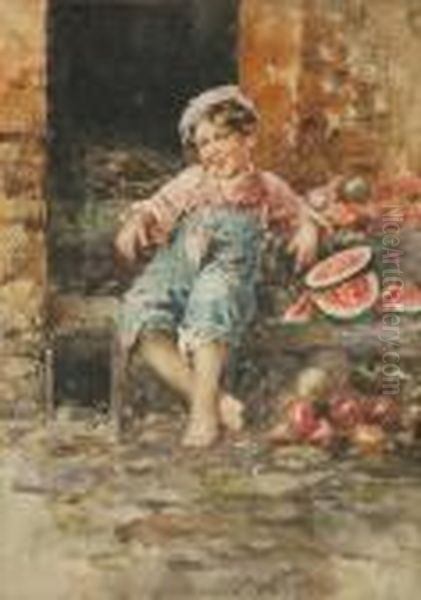 Il Venditore Di Cocomeri Oil Painting by Irolli Vincenzo