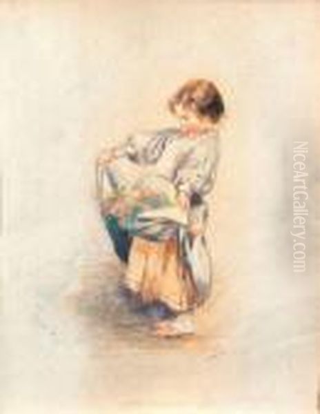 Bambina Con Fiori Oil Painting by Irolli Vincenzo