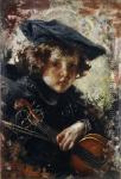 Piccolo Violinista Oil Painting by Irolli Vincenzo