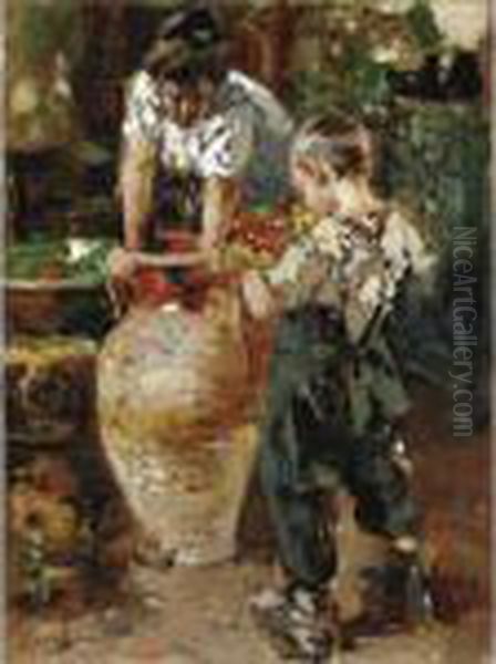 Il Vaso Di Terracotta Oil Painting by Irolli Vincenzo