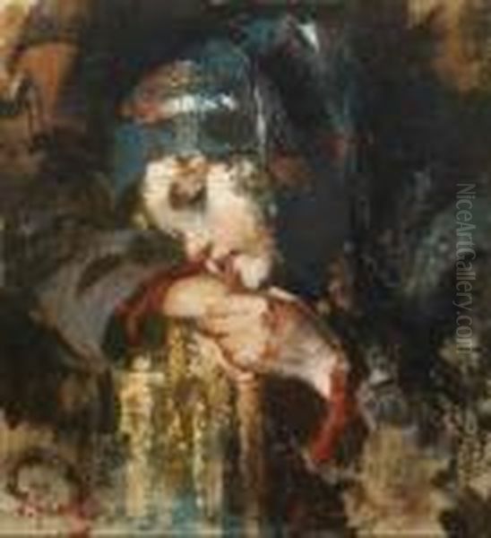 Bimba Con Testa Reclinata Sulla Sedia Oil Painting by Irolli Vincenzo