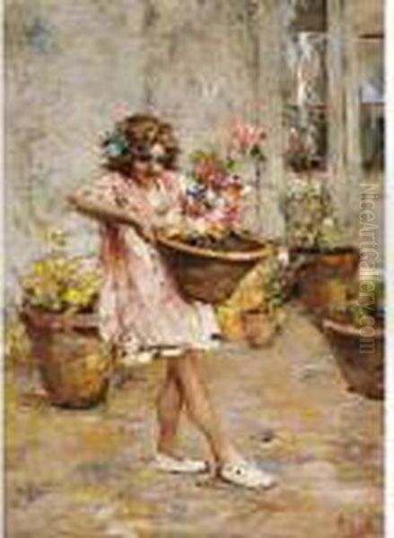 La Piccola Fioraia Oil Painting by Irolli Vincenzo