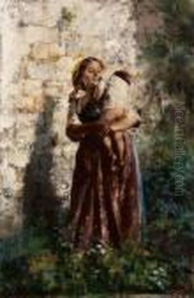 Tra Le Braccia Della Mamma Oil Painting by Irolli Vincenzo