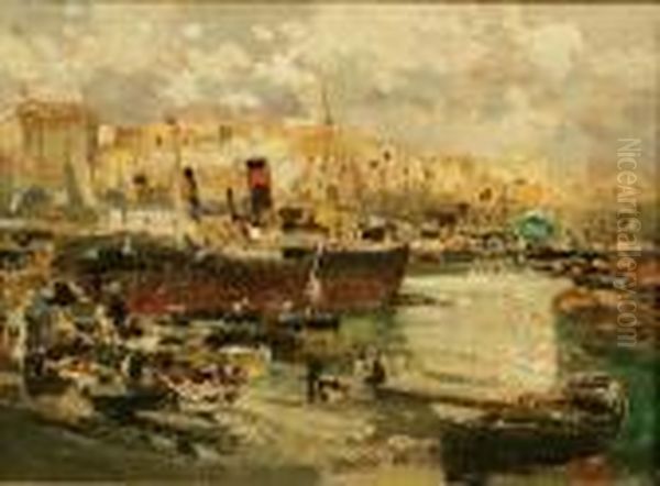 Veduta Del Porto Di Napoli Oil Painting by Irolli Vincenzo