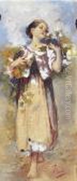 Contadinella Oil Painting by Irolli Vincenzo