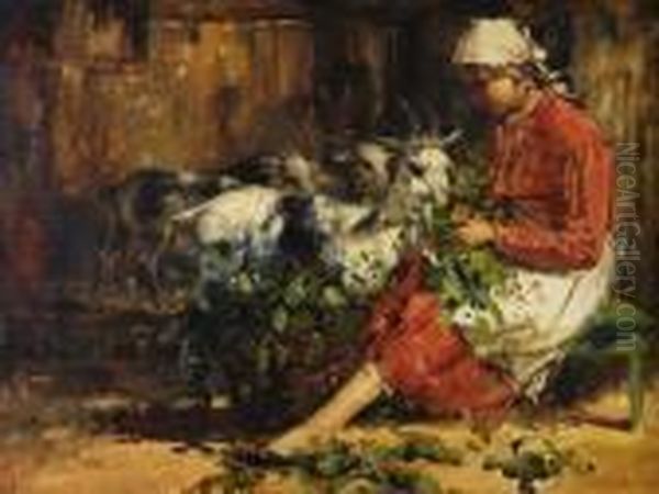 Contadinella Concapre Oil Painting by Irolli Vincenzo