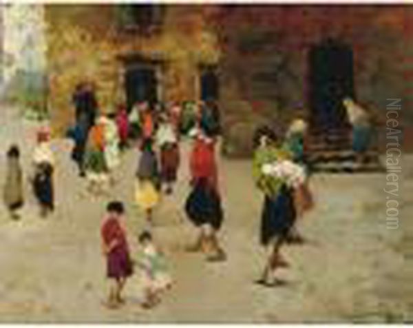 Figure Sulla Piazza Oil Painting by Irolli Vincenzo