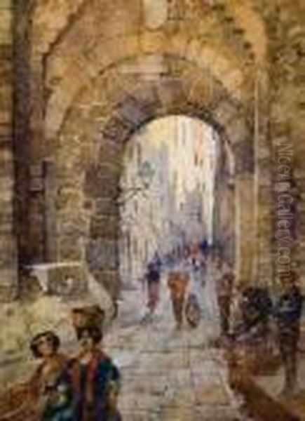 Scorcio Con Figure Oil Painting by Irolli Vincenzo