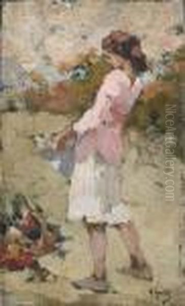 Il Mangime Alle Galline Oil Painting by Irolli Vincenzo