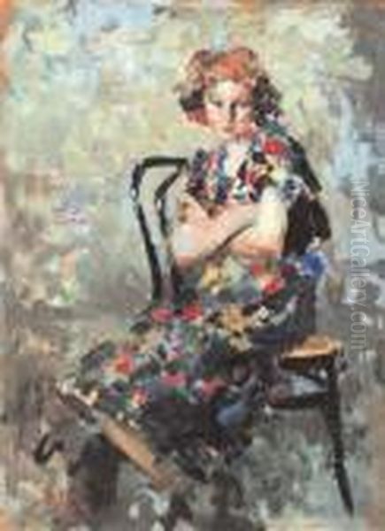 Ragazza Seduta Oil Painting by Irolli Vincenzo