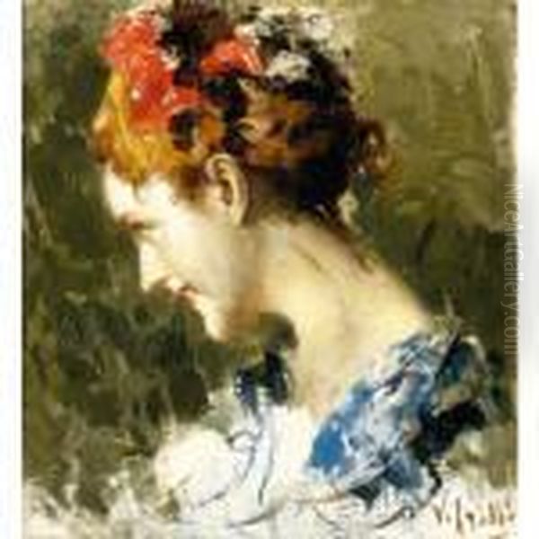 Profilo Di Donna Oil Painting by Irolli Vincenzo