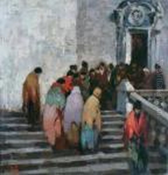 Venezia - Alla Messa Oil Painting by Irolli Vincenzo