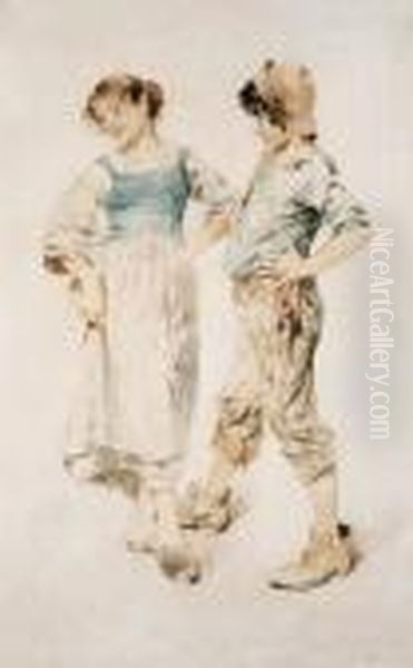 Contadinelli Oil Painting by Irolli Vincenzo