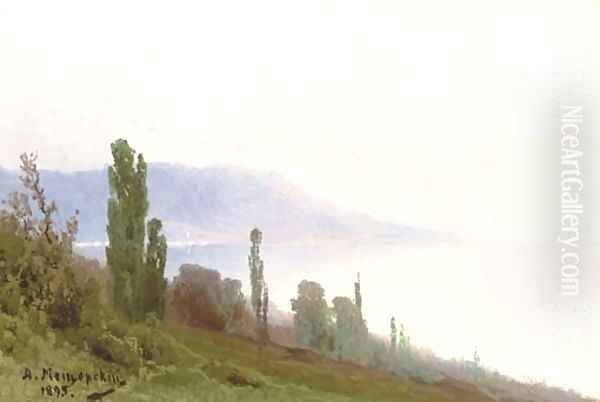 A Crimean coastal Landscape Oil Painting by Arsenii Ivanovich Meshcherskii