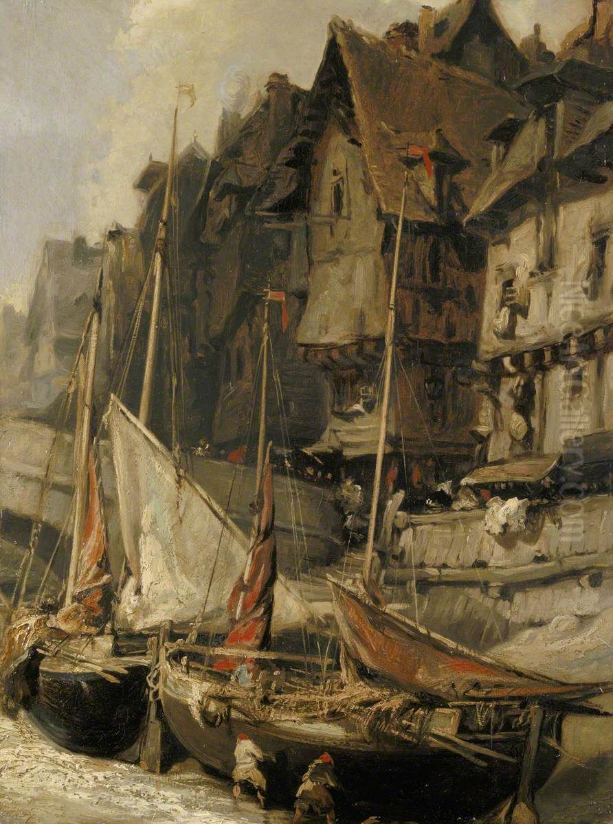 Port Scene Oil Painting by Eugene Isabey