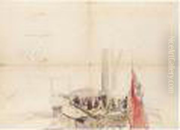 Etude Pour La Reine Victoria 
Recevant Le Roi Louis-philippe A Bord De Son Yacht Royal En Rade Du 
Treport Le 2 Septembre 1843 Oil Painting by Eugene Isabey