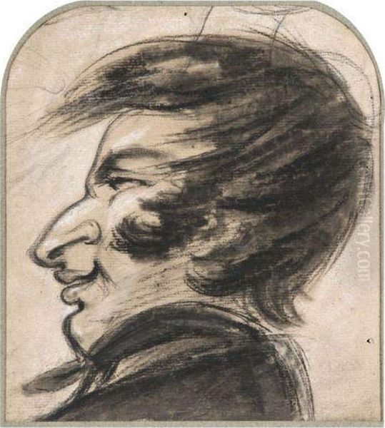 Portrait Charge Presume De Frederic Chopin Oil Painting by Jean-Baptiste Isabey