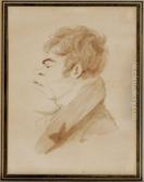 Portrait Of A Man In Profile, Bust Length Oil Painting by Jean-Baptiste Isabey