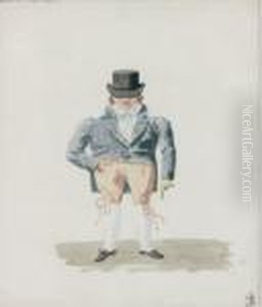 Caricature D'un Homme Portant Un Chapeau Oil Painting by Jean-Baptiste Isabey