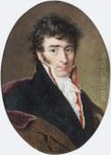 Portrait De Francois Ellevion, Chanteur De L'opera Comique. Oil Painting by Jean-Baptiste Isabey