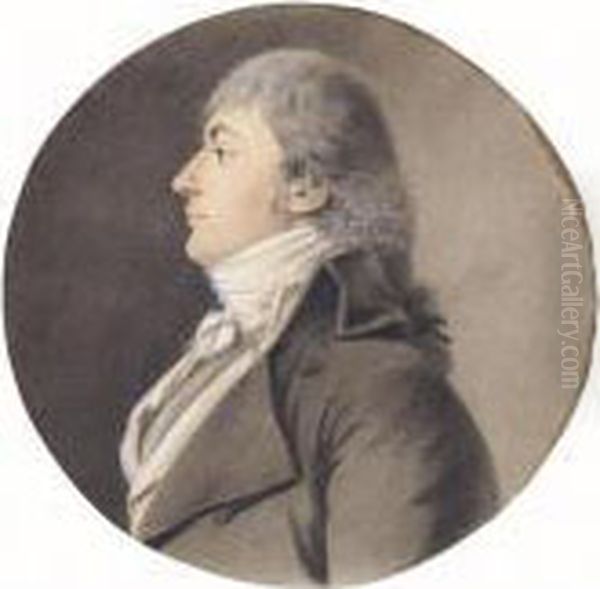 Portrait Of A Man, Head And Shoulders, In Profile To The Left Oil Painting by Jean-Baptiste Isabey