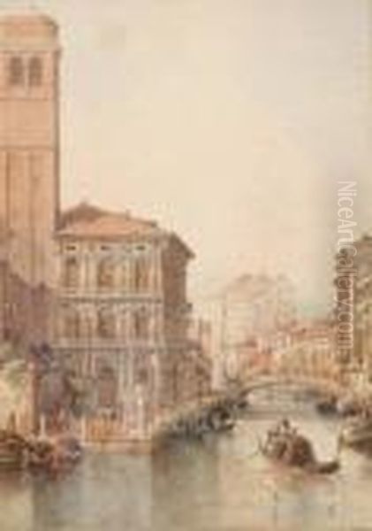 View Of Palazza Labia, Venice Oil Painting by Jean-Baptiste Isabey