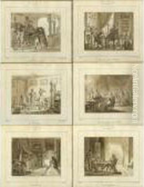 La Vie De L'homme Du Monde; A Series Of Twelve Scenes Of The Times Of The Day. Oil Painting by Jean-Baptiste Isabey