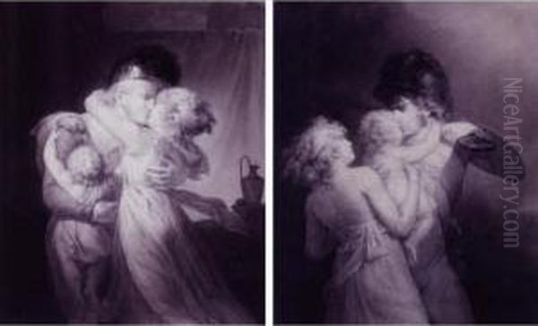 ````le Depart'; And 'le Retour': A Pair Of Drawings Oil Painting by Jean-Baptiste Isabey