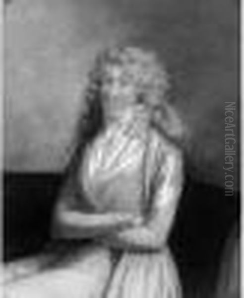 Portrait D'une Femme Assise Les Bras Croises Oil Painting by Jean-Baptiste Isabey